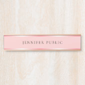 Trendy Sjabloonnaam Blush Roze en Rose Goud Home Deurbordje (Voorkant)