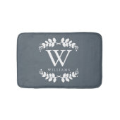 Trendy Slate Gray Monogram Badmat (Voorkant)