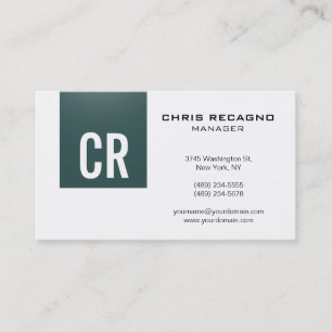 Trendy Slate Grey White Monogram Visitekaartje