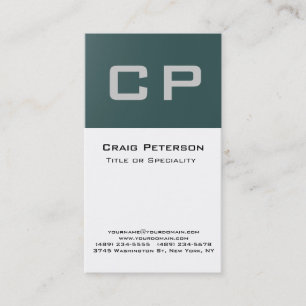 Trendy Slate Grey White Monogram Visitekaartje