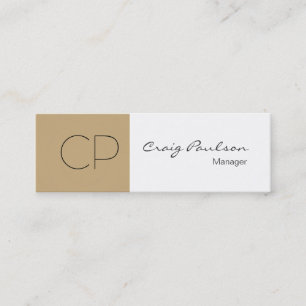Trendy Slim Beige White Monogram Visitekaartje