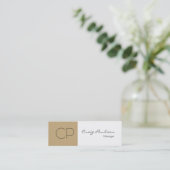 Trendy Slim Beige White Monogram Visitekaartje (Staand voorkant)