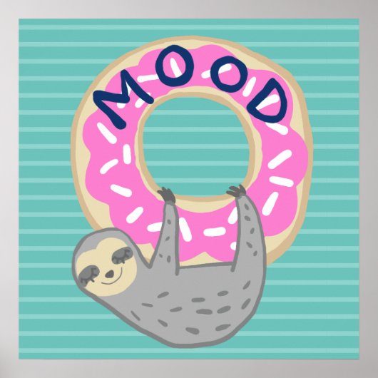 Trendy Sloth & Iced Donut MOOD Poster (Voorkant)