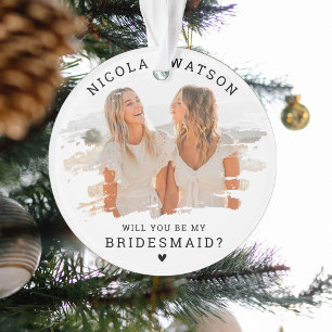Trendy Smudge Foto   Bent u mijn Bridesmaid? Ornament