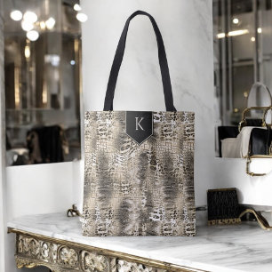 Trendy Snakeskin Animal Print met je monogram Draagtas