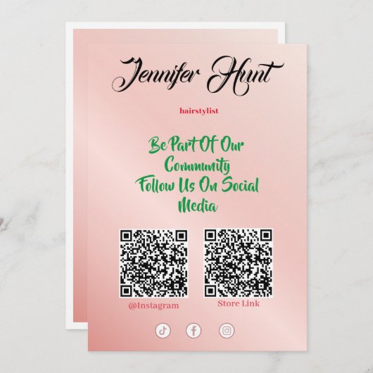 Trendy Social Media Style QR-code Kaart (Voorkant / Achterkant)