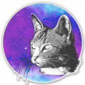 Trendy Space Nebula Cat Sticker (Voorkant)