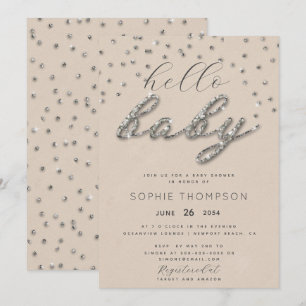 Trendy Sparkle Glitter Gender Neutral Baby shower Kaart