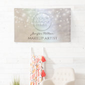 Trendy sparkles parelholographic logo spandoek (Insitu)