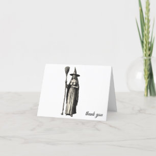 Trendy Spooky Halloween heks en bezem Bedankkaart