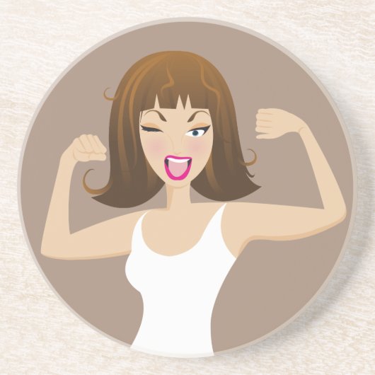 TRENDY SPORTY CUTE GIRLS ZANDSTEEN ONDERZETTER (Voorkant)