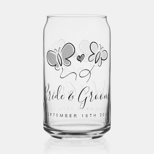 Trendy sprintime bruiloft blikbril blikvorm glas (Achterkant)