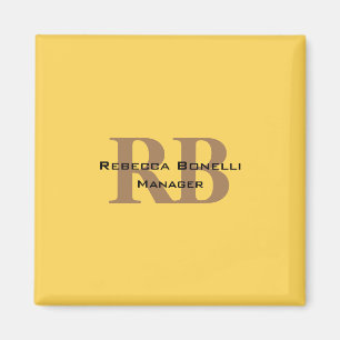 Trendy stijl monogram minimalist effen geel magneet