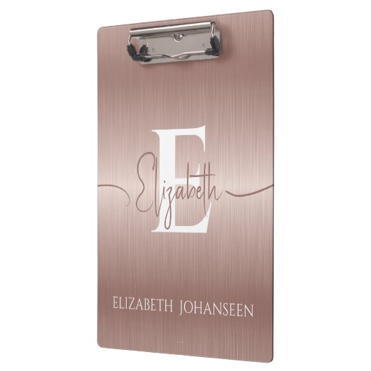 Trendy Stijlvol Roos Goud Geborsteld Metaal Monogr Klembord (Links)
