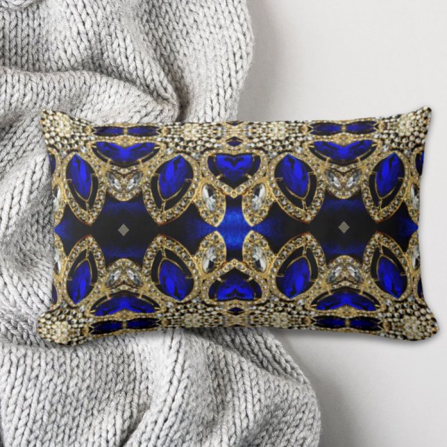 trendy stijlvol turkooise Gold deep blue Kussen (trendy stylish turquoise gold silver deep blue lumbar pillow)