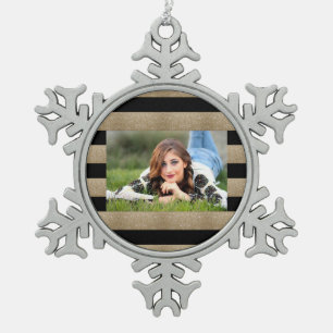 trendy stijlvolle geometrische zwarte en gouden st tin sneeuwvlok ornament