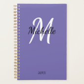 Trendy Stijlvolle Paarse Monogram Naam + Initiaal Planner (Voorkant)