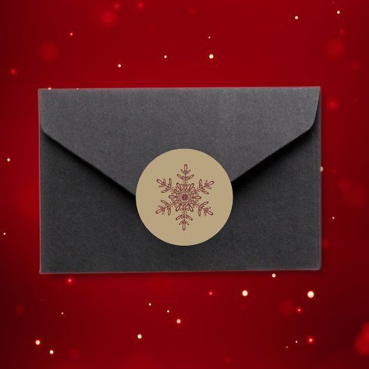 Trendy Stijlvolle Rode en Gouden Kerstmis Sneeuwvl Ronde Sticker