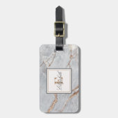 Trendy Stone Marble Texture, Monogram Bagagelabel (Voorkant verticaal)