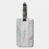 Trendy Stone Marble Texture, Monogram Pineapple Bagagelabel (Achterkant verticaal)