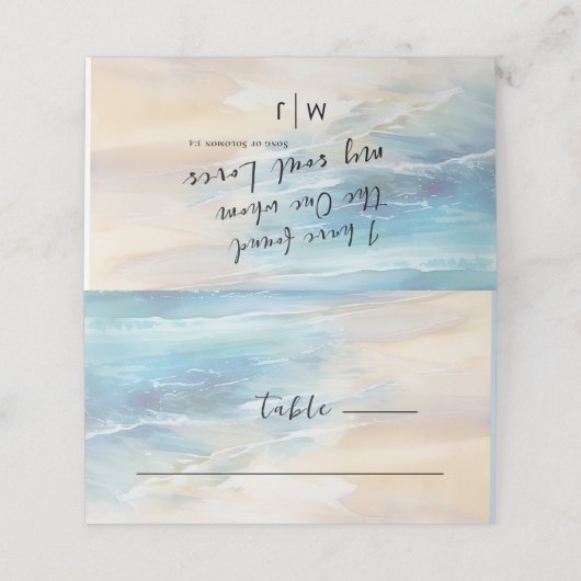 Trendy Strand Waterverf Oceaan Christelijke bruilo (Buitenkant ongevouwen)