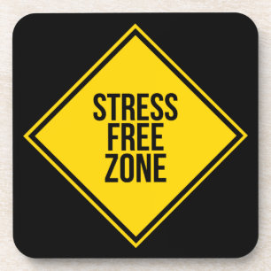 Trendy Stress Free Zone Quote Yellow Black Bier Onderzetter