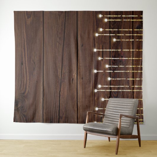 Trendy String Lights & Dark Wood Photo Booth Wandkleed (In Situ (horizontaal))