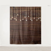 Trendy String Lights & Dark Wood Photo Booth Wandkleed (Voorkant)
