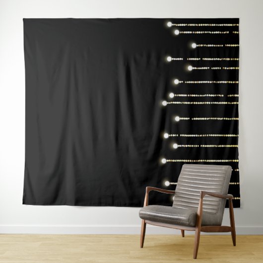 Trendy String Lights op Black Photo Booth Wandkleed (In Situ (horizontaal))