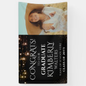 Trendy String Lights Photo Graduation Party Banner (Verticaal)