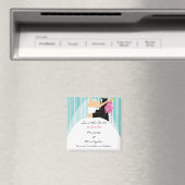 Trendy Stripe bruid & bruidegom sparen de datummag Magneet (Insitu (Vaatwasser))