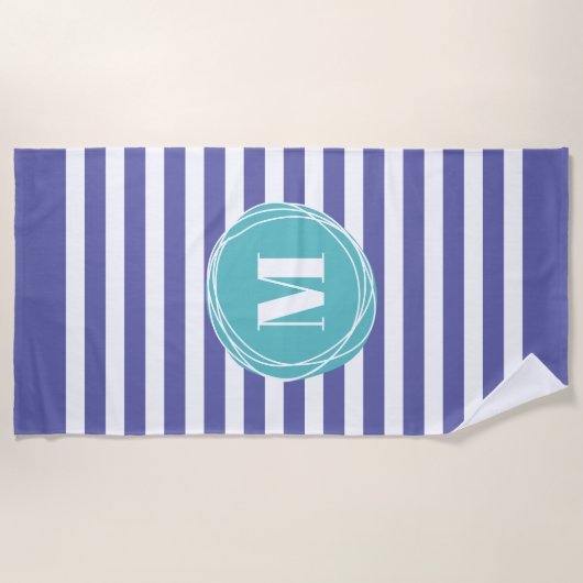 Trendy Striped Monogram Strandlaken (Voorkant)