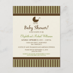 Trendy Stripes Baby shower Invitation (limoen/brui Kaart