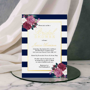 Trendy Stripes Floral Vrijgezellenfeest Real Folie Uitnodiging