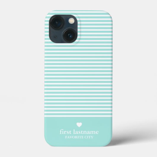 Trendy Stripes met Upscale Heart Monogram Case-Mate iPhone Case (Achterkant)