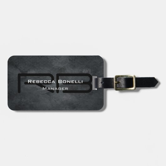 Trendy Style Gray Monogram Minimalist Plain Simple Bagagelabel (Voorkant horizontaal)