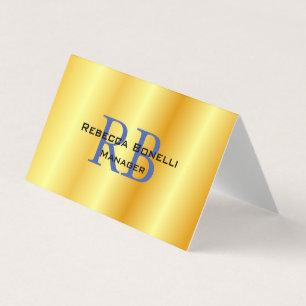 Trendy Style Monogram Minimalist Plain Gold Color Visitekaartjes