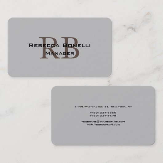 Trendy Style Monogram Minimalist Plain Simple Visitekaartje (Voorkant / Achterkant)