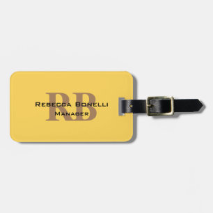 Trendy Style Monogram Minimalistische Plain Yellow Bagagelabel