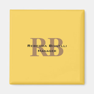 Trendy Style Monogram Minimalistische Plain Yellow Magneet
