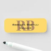 Trendy Style Monogram Minimalistische Plain Yellow Naamplaatje (In situ)