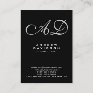 Trendy Stylish Black Monogram Visitekaartje