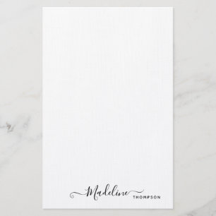 Trendy Stylish Black Script Typography Stationery Briefpapier