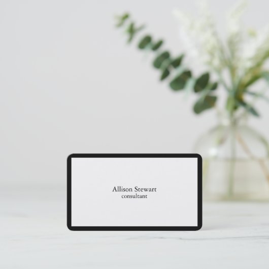 Trendy Stylish Black & White Border Plain Creative Visitekaartje (Staand voorkant)