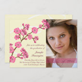 Trendy stylish cherry blossom afstuderen kaart (Voorkant / Achterkant)
