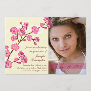 Trendy stylish cherry blossom afstuderen kaart