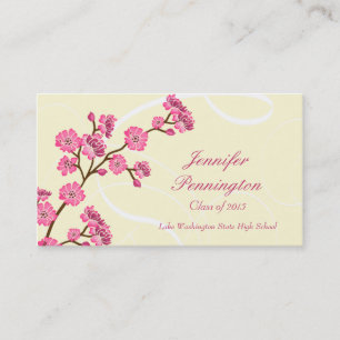 Trendy stylish cherry blossom afstuderen name card contactkaartje