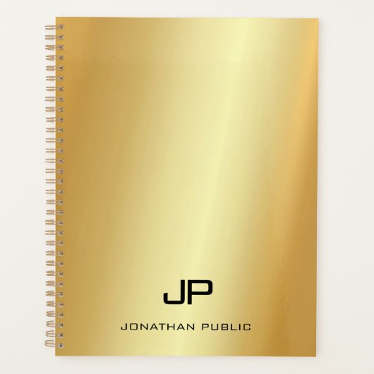 Trendy Stylish Faux Gold Modern Monogramme Nom (Devant)