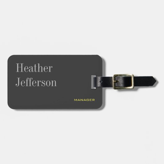 Trendy Stylish Gray Classical Minimalist Plain Bagagelabel (Voorkant horizontaal)