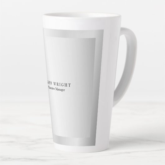 Trendy Stylish Modern Minimalist Silver Grey Latte Mok (Rechterhoek)